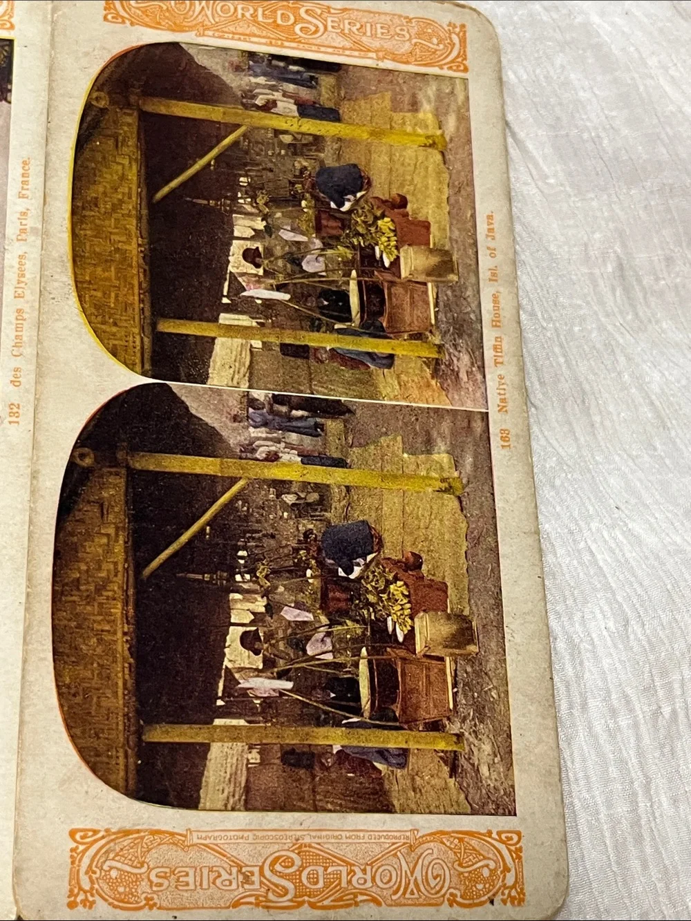 Antique-Style Stereoview Cards in Brown and Cream Tones